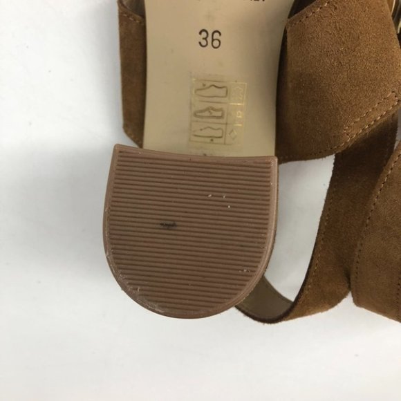 Browns tan metal gold ring sandals block heel size 6 - Picture 5 of 14